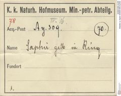 Etiketten zu Saphir (NHMW-MIN-Ay309)